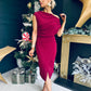 Ariana Asymmetric Midi Dress Wine