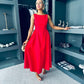 Erika Detailed Midi Dress Red