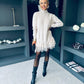 Gina Knit & Lace Mini Dress Cream