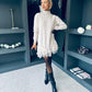 Gina Knit & Lace Mini Dress Cream