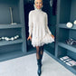 Gina Knit & Lace Mini Dress Cream