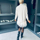 Gina Knit & Lace Mini Dress Cream