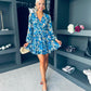 Ronda Banded Mini Dress Blue