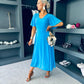 Clodagh V Neck Midi Dress Cyan