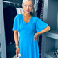 Clodagh V Neck Midi Dress Cyan