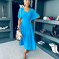 Clodagh V Neck Midi Dress Cyan