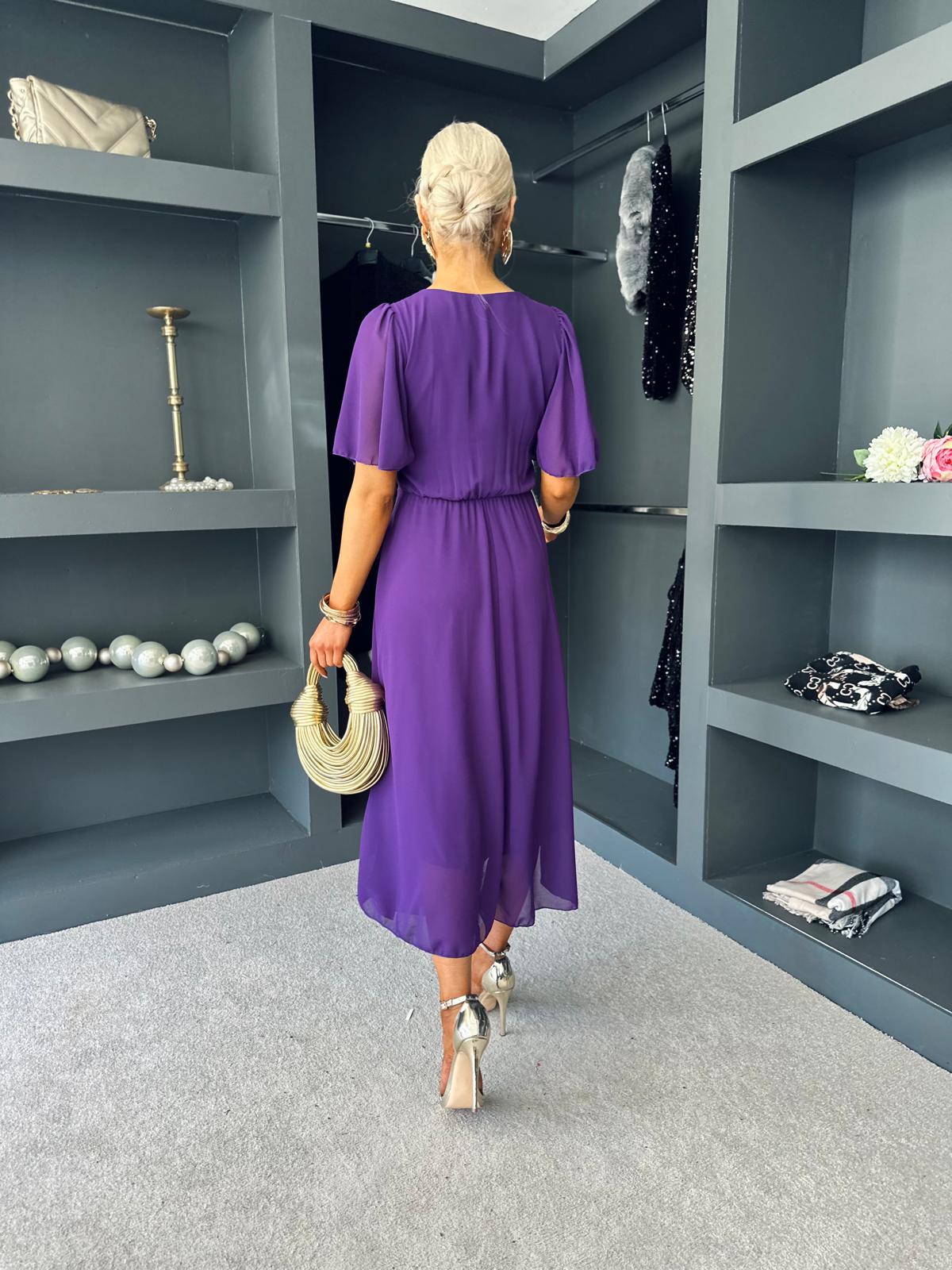 Clodagh V Neck Midi Dress Violet