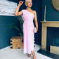 Nadia One Shoulder Occasion Midi Dress Pwr Pink