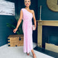 Nadia One Shoulder Occasion Midi Dress Pwr Pink