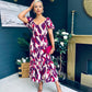 Baylor Animal Print Puff Sleeve Smock Dress Cream & Purple