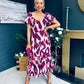 Baylor Animal Print Puff Sleeve Smock Dress Cream & Purple