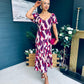 Baylor Animal Print Puff Sleeve Smock Dress Cream & Purple