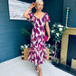 Baylor Animal Print Puff Sleeve Smock Dress Cream & Purple