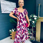 Baylor Animal Print Puff Sleeve Smock Dress Cream & Purple