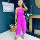 Mia Strappy Racer Neck Jumpsuit Hot Pink