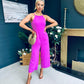 Mia Strappy Racer Neck Jumpsuit Hot Pink