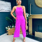 Mia Strappy Racer Neck Jumpsuit Hot Pink