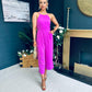 Mia Strappy Racer Neck Jumpsuit Hot Pink