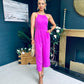 Mia Strappy Racer Neck Jumpsuit Hot Pink