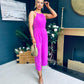 Mia Strappy Racer Neck Jumpsuit Hot Pink