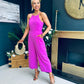 Mia Strappy Racer Neck Jumpsuit Hot Pink
