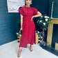 Poppie Bow Detail Midi Dress Burgundy