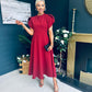 Poppie Bow Detail Midi Dress Burgundy