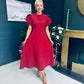 Poppie Bow Detail Midi Dress Burgundy