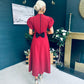 Poppie Bow Detail Midi Dress Burgundy