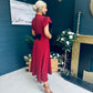 Poppie Bow Detail Midi Dress Burgundy