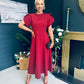 Poppie Bow Detail Midi Dress Burgundy