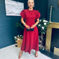 Poppie Bow Detail Midi Dress Burgundy