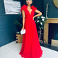 Bianca Occasion Tulle Maxi Dress Red