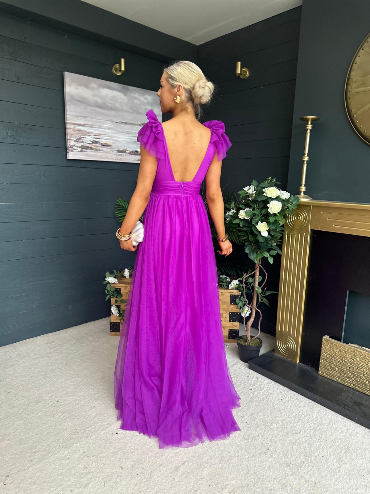 Bianca Occasion Tulle Maxi Dress Violet