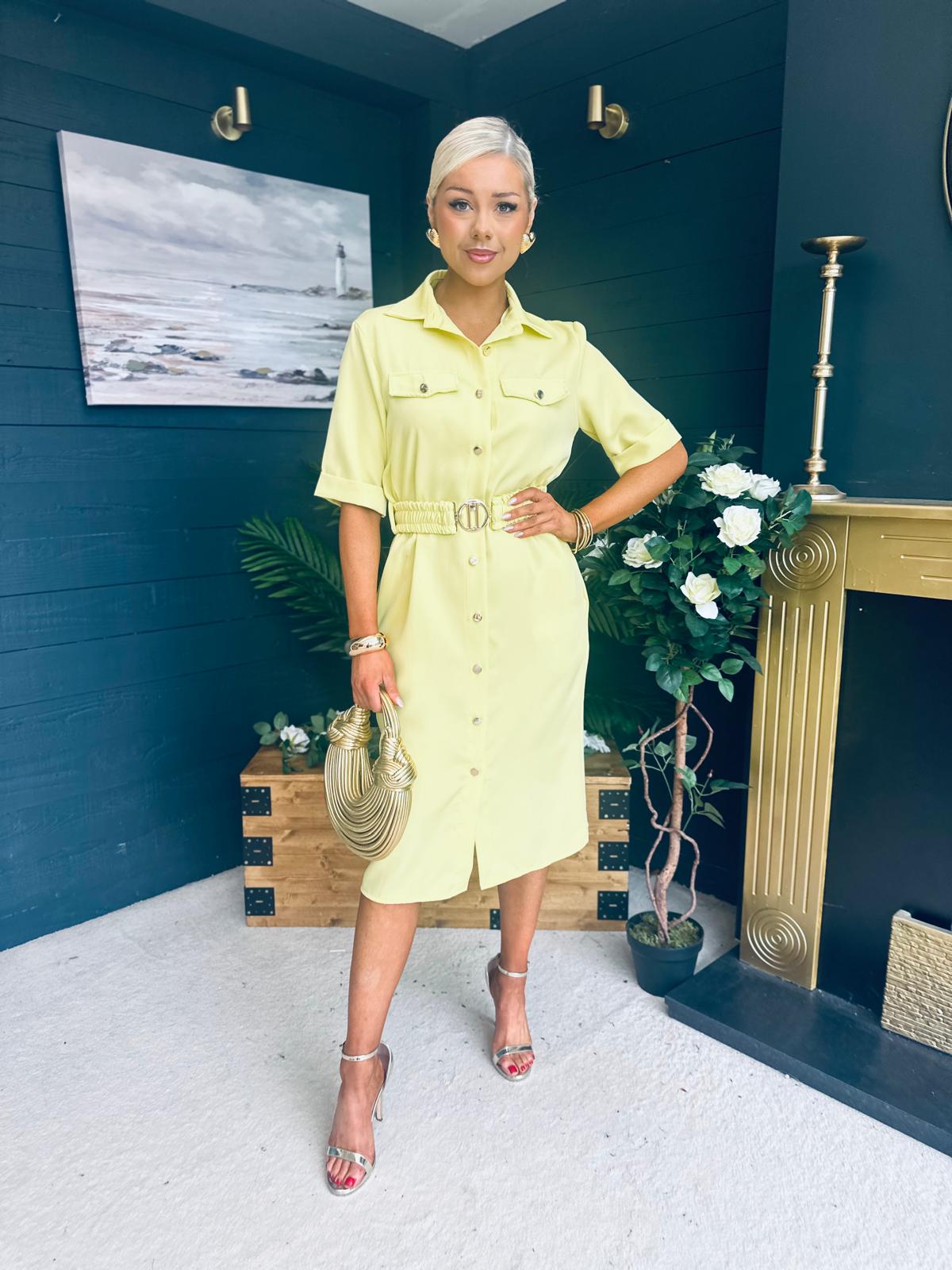 Gianna Midi Shirt Dress Yellow