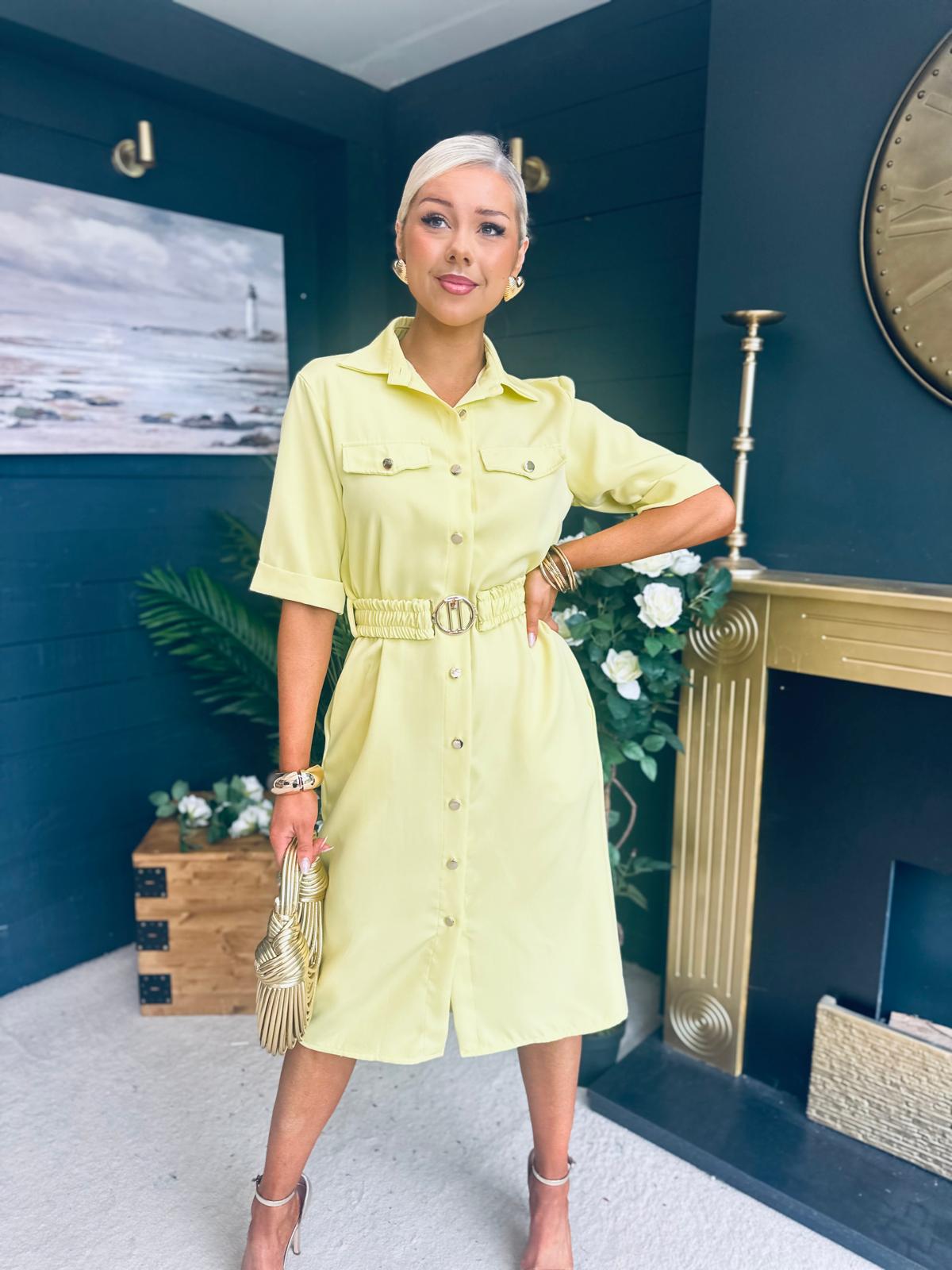 Gianna Midi Shirt Dress Yellow