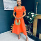 Pippa Detailed Occasion Dress Orange Pre Order 14 Mar