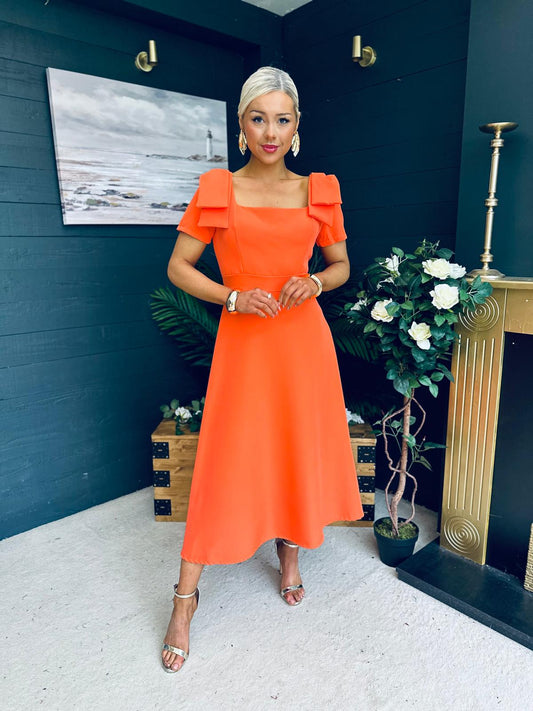 Pippa Detailed Occasion Dress Orange Pre Order 14 Mar