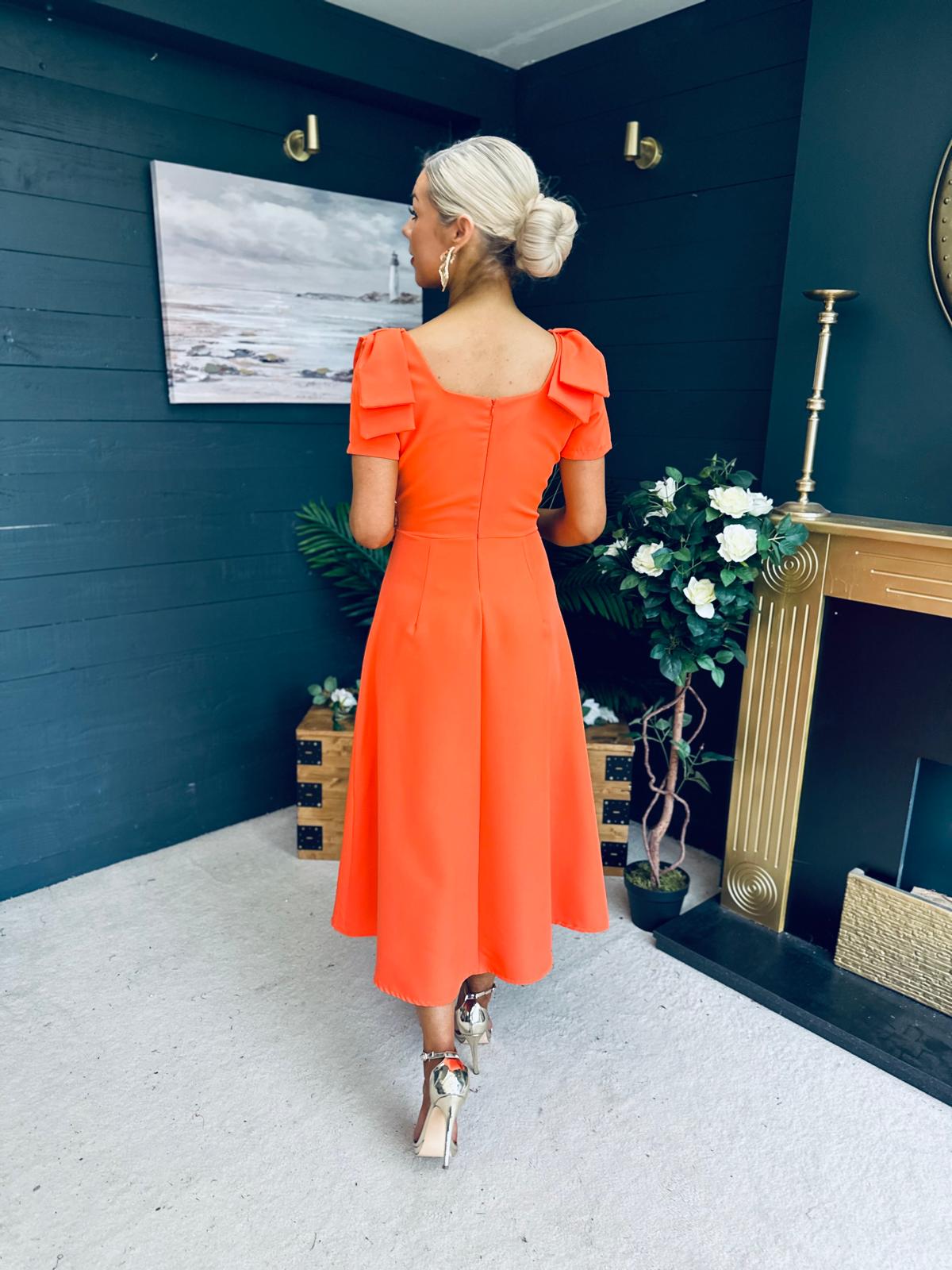 Pippa Detailed Occasion Dress Orange Pre Order 14 Mar