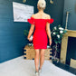 Addie Bardot Mini Dress Red