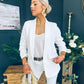 Donna Ruched Sleeve Blazer White