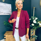 Donna Ruched Sleeve Blazer Burgundy