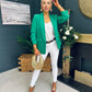 Donna Ruched Sleeve Blazer Green