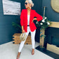 Donna Ruched Sleeve Blazer Red