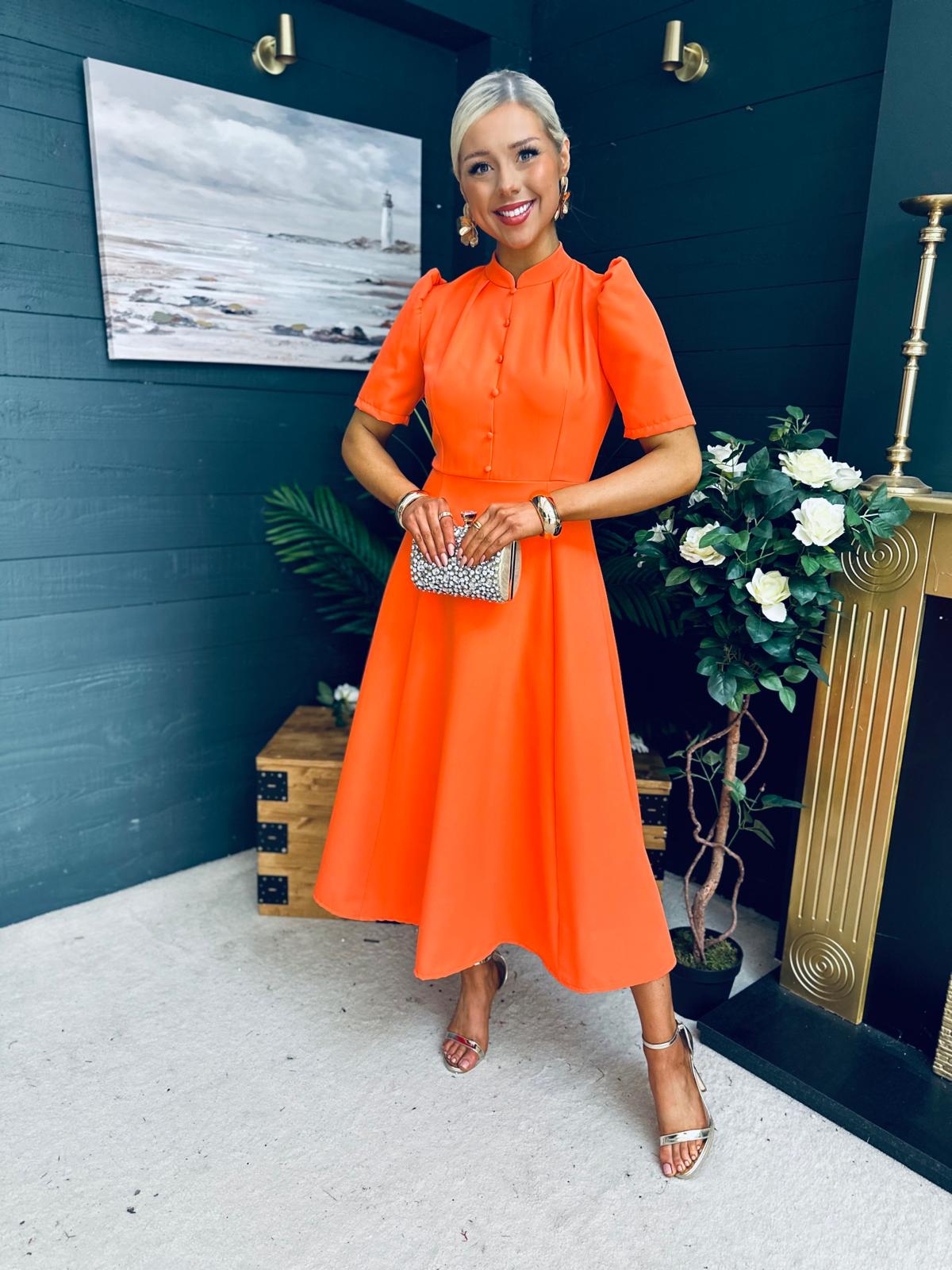 Phoebe Detailed Occasion Dress Orange