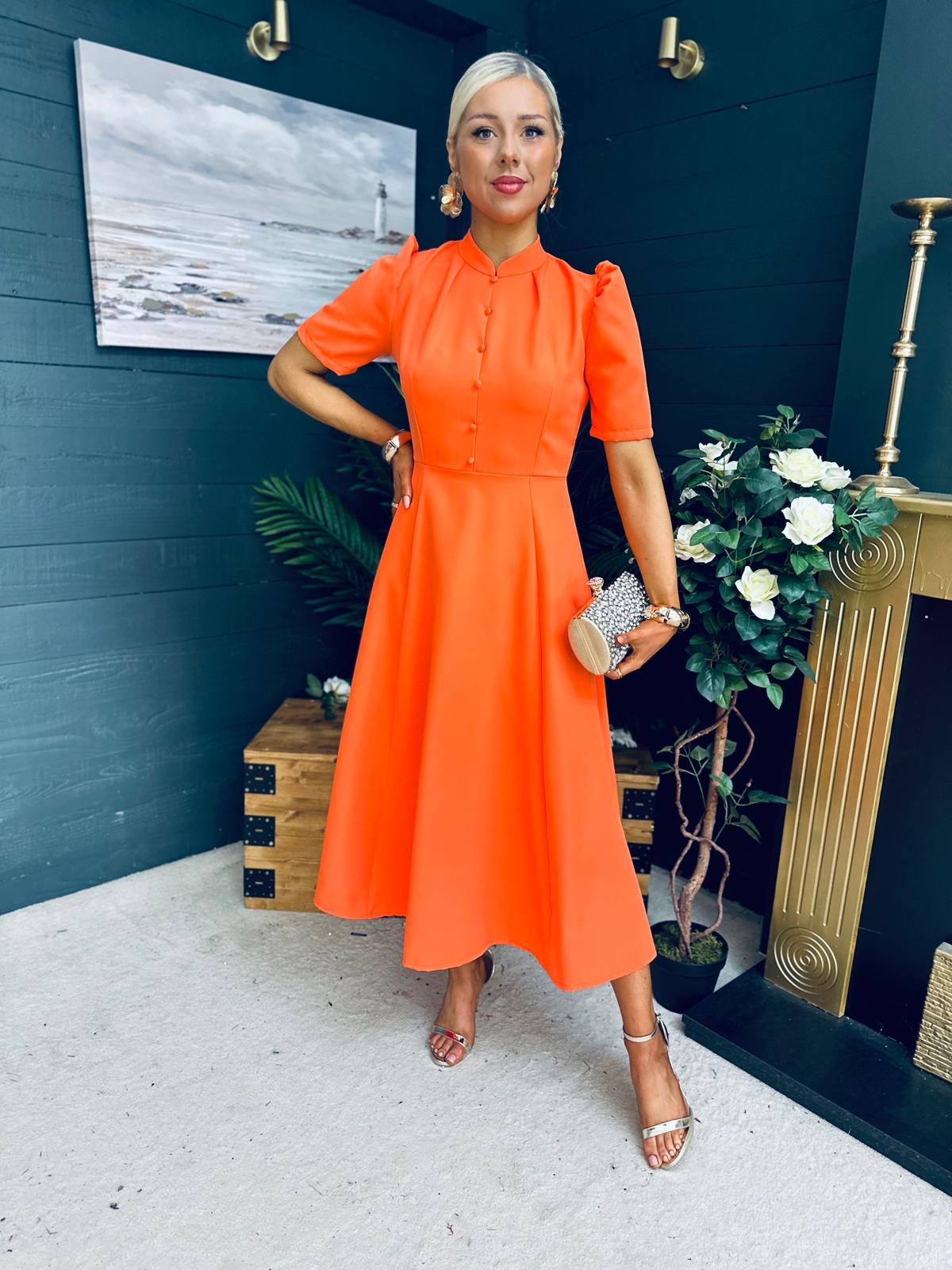 Phoebe Detailed Occasion Dress Orange