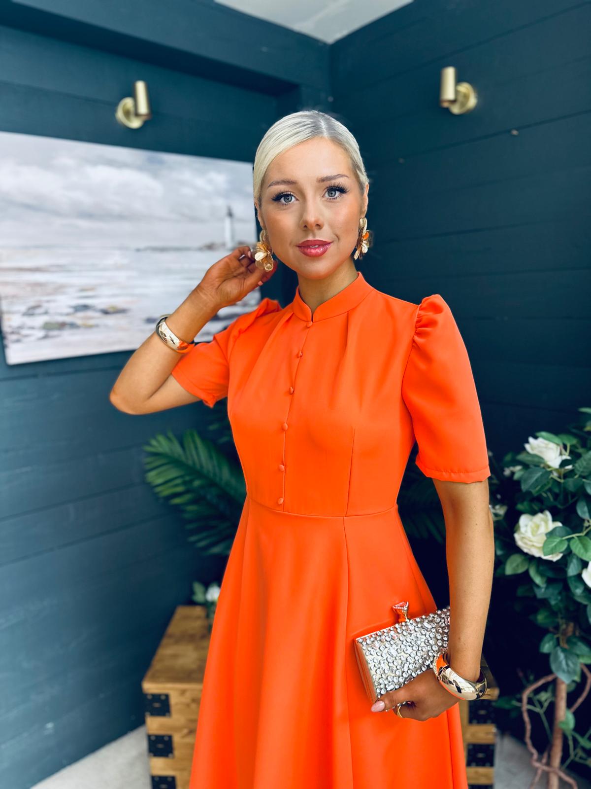 Phoebe Detailed Occasion Dress Orange