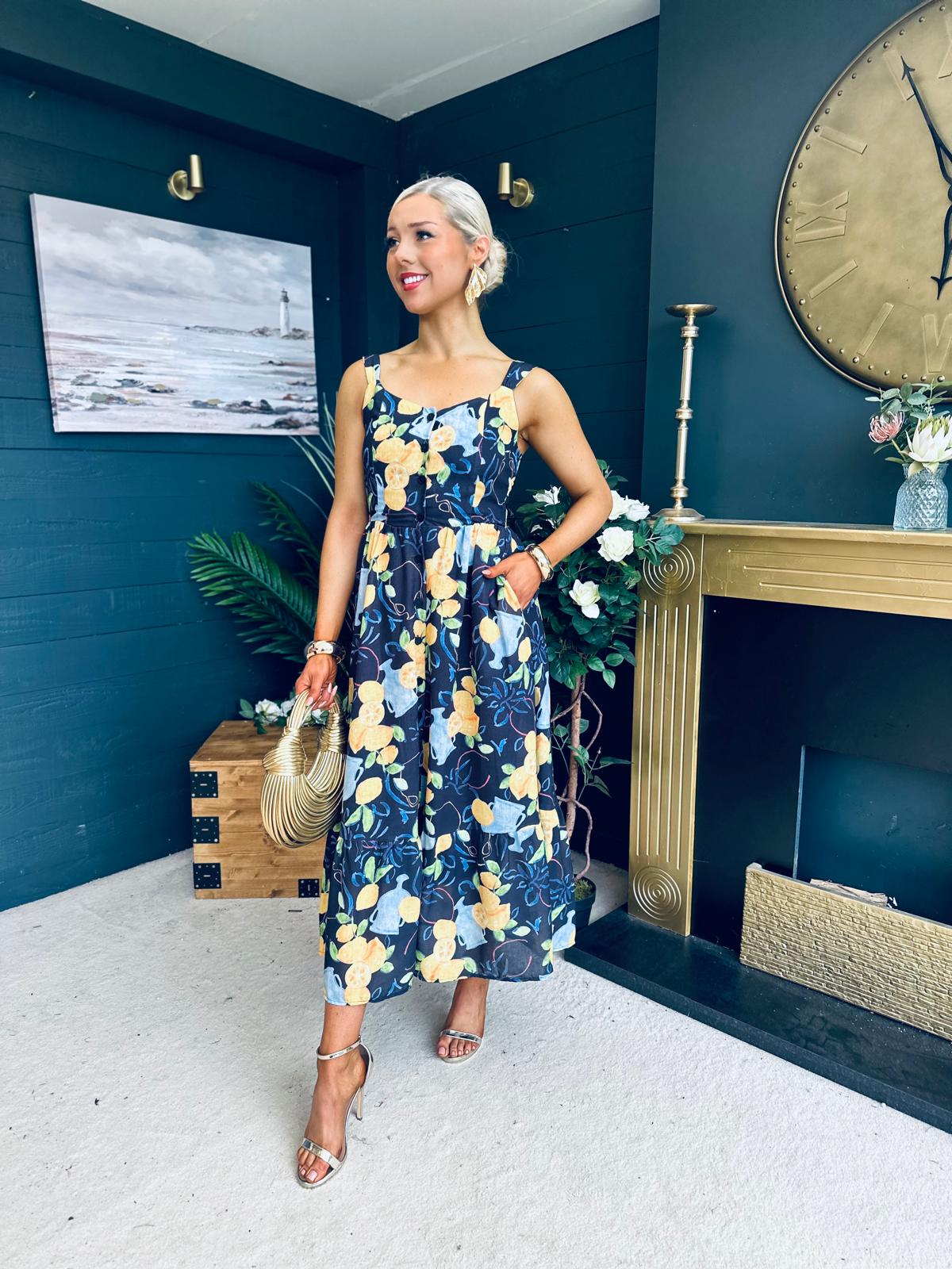 Lilli Floral Midi Dress Navy