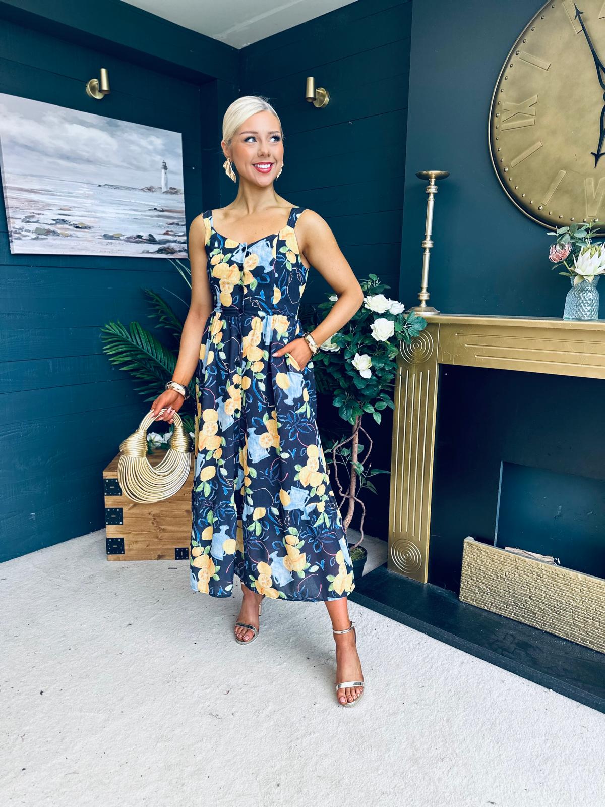 Lilli Floral Midi Dress Navy