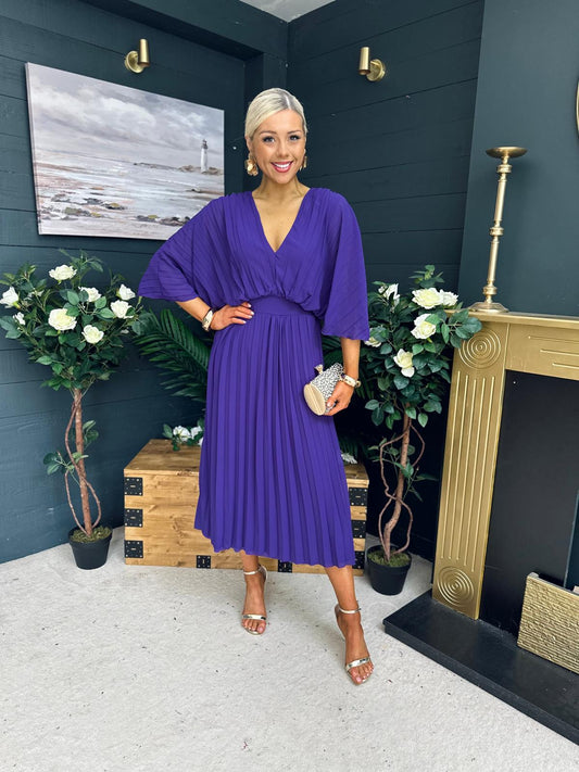 Eabha Pleated Midi Dress Violet